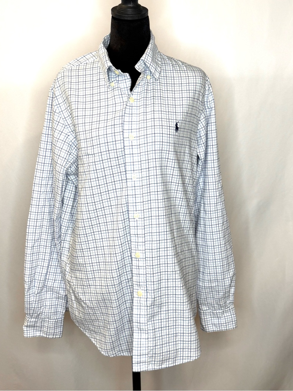 Ralph Lauren Men’s Blue Windowpane Button-Down Shirt